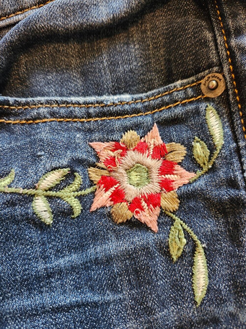 Driftwood Audrey Poinsettia Jeans Embroidered Floral Skinny Size 28 - Picture 10 of 10